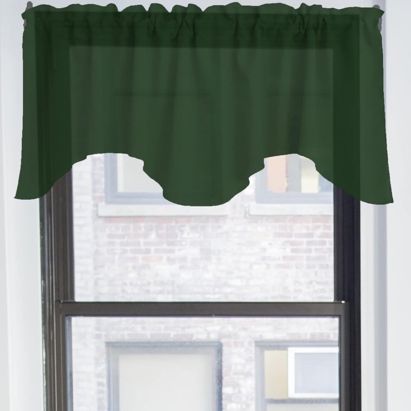 Zen Creative Designs Solid Poplin Scalloped Window Valance Home Décor Bedroom Nursery Kitchen Window (Hunter Green) - Image 2
